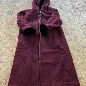 LL Bean alpaca wool purple, small petite, long woman coat